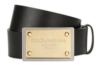 Thumbnail for Dolce & Gabbana Lux leather belt with branded buckle, black, 100IT-40US on sale