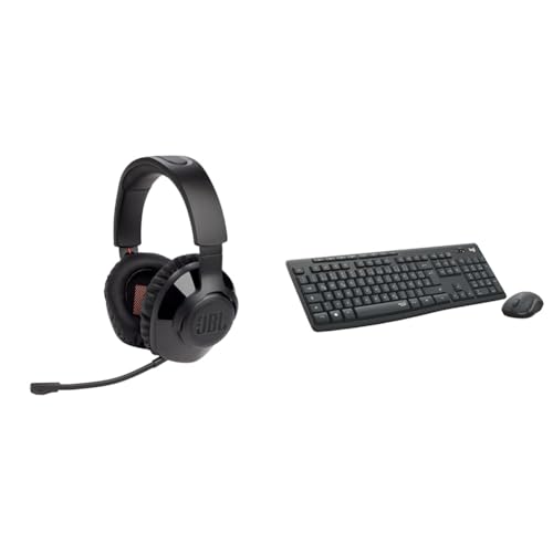 JBL Quantum 350 Over-Ear Gaming Headset – Wireless 2.4 GHz and USB-C connection &amp; Logitech MK295 wireless keyboard and mouse set with SilentTouch technology on sale