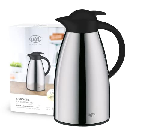 alfi SIGNO ONE 1.0l, steel mat, stainless steel vacuum flask with tempered glass insert, twist lock with convenient push button, one-handed pouring, painted stainless steel body, ideal as a coffee pot, teapot on sale