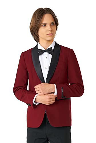 OppoSuits Formelles Outfit für Teens- Premium Tuxedo Anzug - Tailliertes Outfit - Rot und Schwarz - Inklusive Blazer, Hose und Fliege im Sale