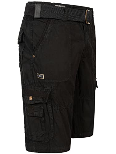 Geographical Norway Cargo Shorts Knee-Length Bermuda Shorts Summer Holiday Leisure FVS Production HH, Trouser Size: L, Color: Black on Sale
