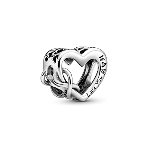 PANDORA „Love You Mum“ Unendlichkeits-Herz Charm Sterling-Silber 9,4 x 11,4 x 12,6 mm (T/H/B) im Sale