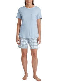 Thumbnail for CALIDA Sweet Dreams Kurz-Pyjama Damen, aus 100% Baumwolle, Hose mit stoffbezogenem Gummibund im Sale