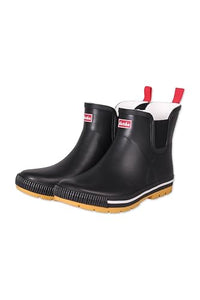 Thumbnail for derbe Wattpuuschen Pelz Schwarz/Schwarz Damen Gummistiefel Halbschuh | Gummischuhe Wasserdicht Stiefel Gefüttert Warm im Sale