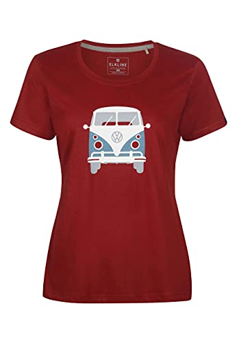 ELKLINE Women's T-Shirt Cult VW T1 Bulli Print 2041155, Color: syrahred, on Sale