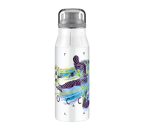 alfi KIDS BOTTLE 400ml, soccer, children's drinking bottle made of stainless steel, absolutely leak-proof with screw cap, lightweight and robust bottle, for carbonated drinks, no fingerprints, BPA-free on sale