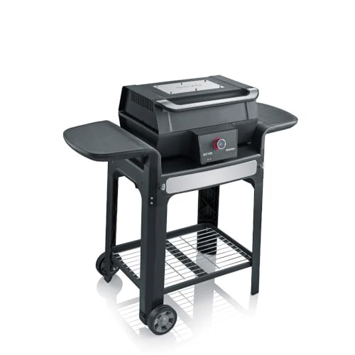 SEVERIN SEVO GTS electric grill with lid and base, electric stand grill, up to 500 °C in 10 minutes, balcony grill with OLED display, for indoor and outdoor use, 3,000 W, stainless steel/black, PG 8107 on sale