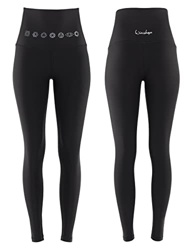 WINSHAPE Damen Functional Comfort Tights Hwl112c “high Waist” Mit Silberner 7 Chakras-applikation Leggings, Schwarz, EU im Sale
