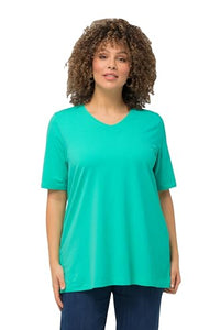 Thumbnail for Ulla Popken Damen, A-Linie, V-Ausschnitt, Halbarm T-Shirt, Türkisgrün, 50-52 im Sale