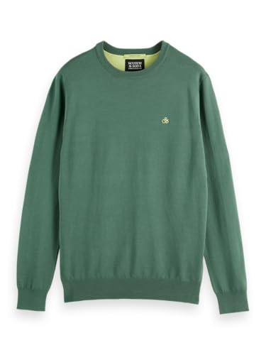 Scotch & Soda Men's Seasonal core-Viscose Regular fit Crewneck Sweater, Sage Green, im Sale