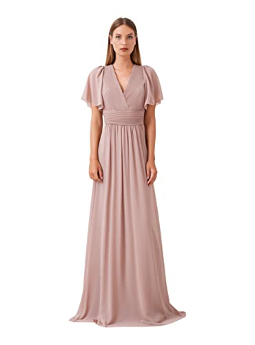 Rinascimento Atelier-Kleid mit plissiertem Mieder in Rosa im Sale
