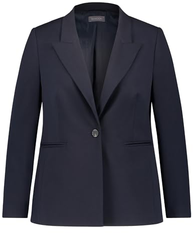 Samoon Damen Klassischer Blazer mit Paspeltaschen Langarm unifarben Navy 48 im Sale