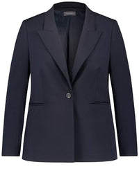 Thumbnail for Samoon Damen Klassischer Blazer mit Paspeltaschen Langarm unifarben Navy 48 im Sale