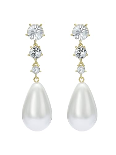 Ted Baker London Pearsti Statement-Kristallperlen-Ohrringe für Damen (Gold/Weiß & Kristall), Messing, Perle im Sale