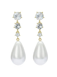 Thumbnail for Ted Baker London Pearsti Statement-Kristallperlen-Ohrringe für Damen (Gold/Weiß & Kristall), Messing, Perle im Sale