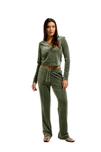 Thumbnail for Juicy Couture Damen Tina Track Pant samtige Sweathose Trainingshose mit Kordelzug Jogger für Sport Freizeit Fitness in verschi. Farben Lässige Hose, Blue Depths, im Sale