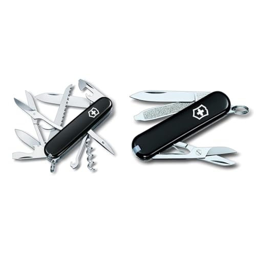Victorinox Schweizer Taschenmesser Huntsman & Schweizer Mini Taschenmesser Classic SD, Swiss Army Knife, Schlüsselanhänger, 7 Funktionen, Klinge, klein, Nagelfeile, Schraubendreher im Sale