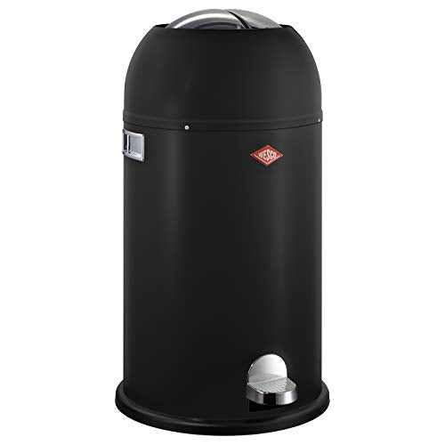 Wesco Kickmaster waste bin made of high-quality sheet steel in matt black with a volume of 33 liters - built-in damper - large opening
