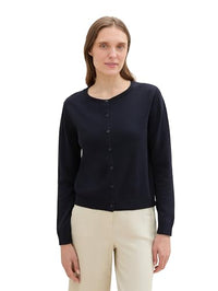 Thumbnail for TOM TAILOR Damen 1042965 Basic Strickjacke mit Rundhalsausschnitt, 10668-Sky Captain Blue, im Sale