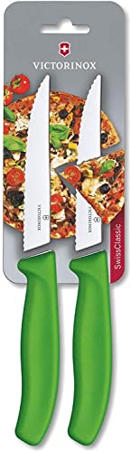 Thumbnail for Victorinox, Swiss Classic, Profi Steak- und Pizzamesser, Extra Scharfe Klinge, Wellenschliff, 12 cm, Robuster Kunststoffgriff, Rostfreier Stahl, grün im Sale