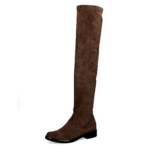 CAPRICE Women's Overknee Boots Flat Elegant Width G, Brown (Dk Brn Stretch), EU on Sale