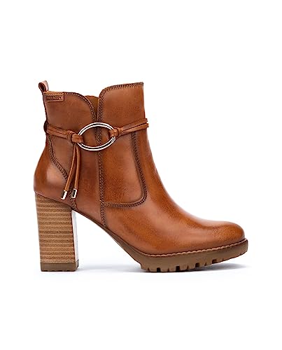 Pikolinos Connelly leather heeled ankle boots for women, color Marrón, on sale