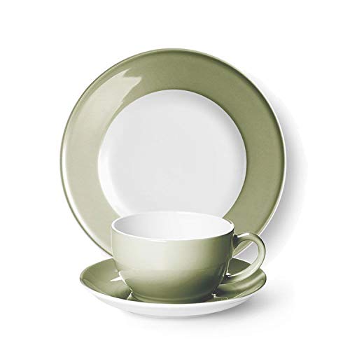 Dibbern SONDERAKTION - Originalware Solid Color - Kaffeetasse m.U. 0,25 + Teller 21 cm - khaki - NEU im Sale