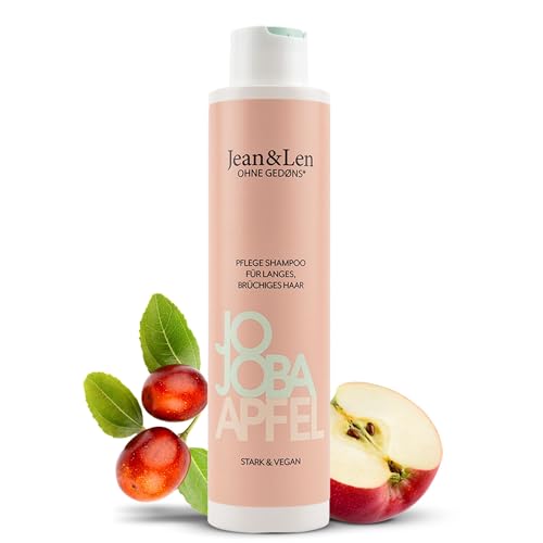 Jean &amp; Len Care Shampoo Jojoba &amp; Apple, nourishes long and brittle hair, for healthier &amp; stronger-looking hair, hair care with apple scent, without parabens &amp; silicones, vegan, 300 ml on sale