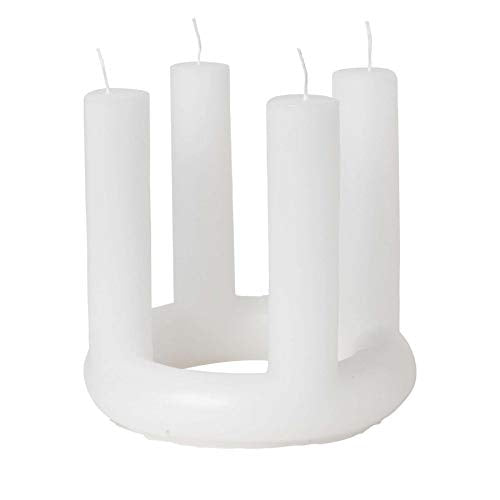 Broste Copenhagen Lucille Adventskranz Adventskerze aus Paraffin in der Farbe Pure White, Maße: 20cm x 20cm x 18cm, 45800407 im Sale