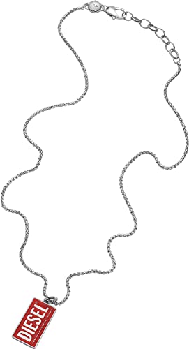 Diesel Halskette Für Männer Einzelne Dogtags, Länge: 550-600mm, Breite: 14.8mm, Höhe: 26mm Silberne Edelstahl-Halskette, DX1368040 im Sale