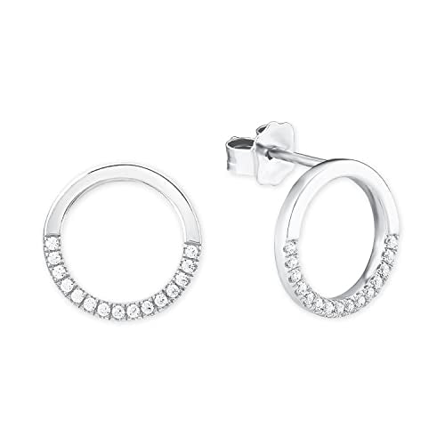 s.Oliver Ohrstecker 925 Sterling Silber Damen Ohrschmuck, mit Zirkonia synth., 1,2 cm, Silber, Kommt in Schmuck Geschenk Box, 2018676 im Sale