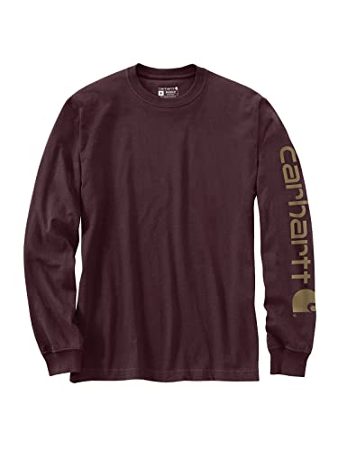 Carhartt Relaxed Fit Schweres Langarm-T-Shirt mit Grafik und Logo-Ärmeln, Herren, Rot, im Sale