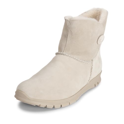 VITAFORM Lässige Lammfellstiefel | Flauschige und wärmende Stiefelette für Damen aus Veloursleder I Dezent verzierte Winterstiefel I Winterboots in tollen Farben I Offwhite Gr. 40 im Sale