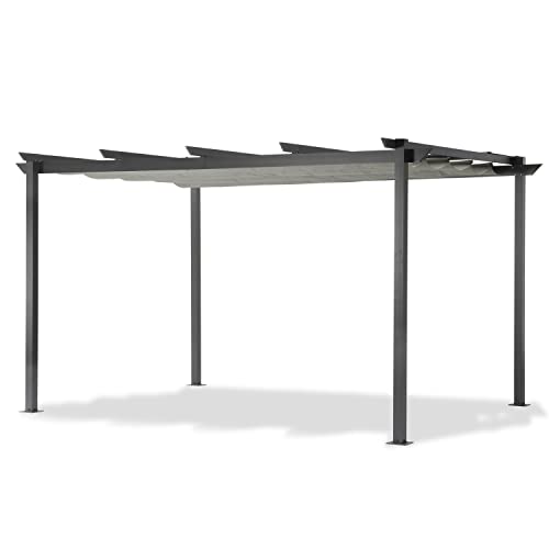 LECO Pergola – stilvolle Aluminium Pergola 4 x 3 m mit ausziehbarem Sonnendach – anthrazit / grau im Sale