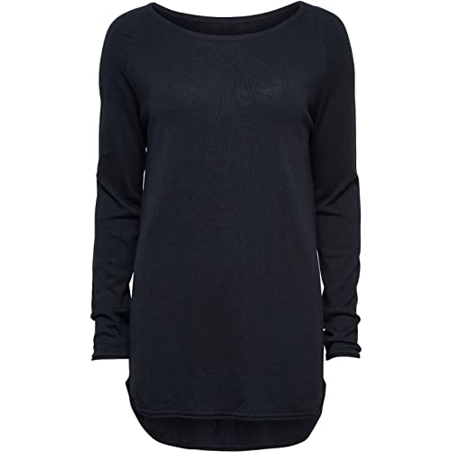 ONLY Women's Long Fine Knit Sweater | Long Sleeve Round Neck Knit Sweater | Stretch Jumper Loose ONLMILA, Colors: Black, on Sale