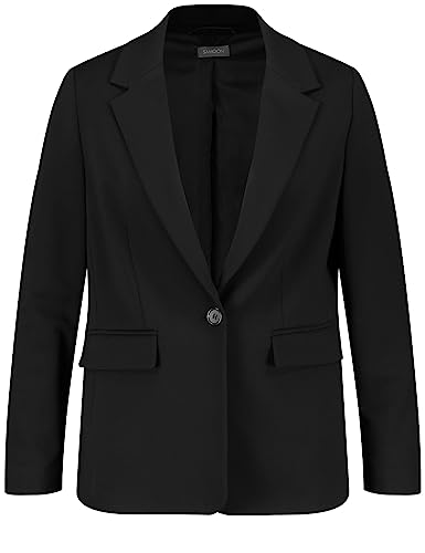 Samoon Damen Klassischer Blazer Langarm, geknöpfte Armschlitze unifarben Black 44 im Sale