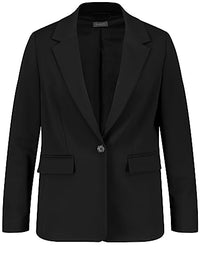 Thumbnail for Samoon Damen Klassischer Blazer Langarm, geknöpfte Armschlitze unifarben Black 44 im Sale