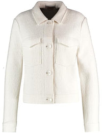Thumbnail for Gerry Weber Damen Blazerjacke in Bouclé-Optik Langarm, Manschetten unifarben Whisper White 44 im Sale