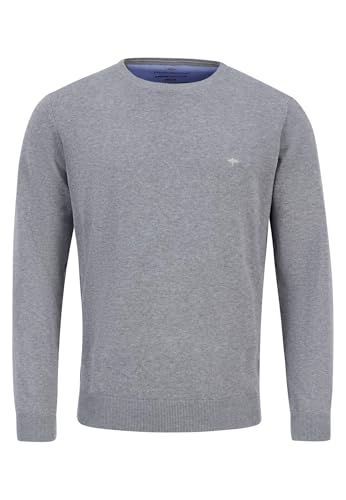 FYNCH-HATTON Casual-Fit Feinstrickpullover mit O-Ausschnitt aus Reiner Baumwolle Steel/ im Sale