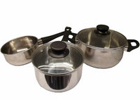 Thumbnail for Ikea 5-piece Annons cookware set NEW with glass lid induction stainless steel
