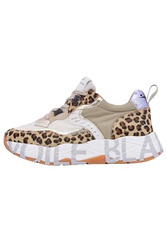 VOILE BLANCHE Sneakers aus Leder und Gewebe, Beige 35 im Sale