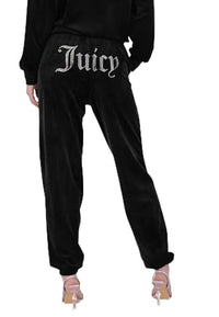 Thumbnail for Juicy Couture Damen Lilian samtige Sweathose Trainingshose mit Kordelzug Jogger für Sport Freizeit Fitness in verschi. Farben Lässige Hose, Black, im Sale