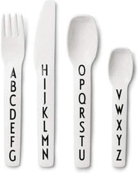 Thumbnail for Design Letters Eat & Learn Tritan Cutlery for Baby and Children, 4 pcs. (White) - BPA-free, BPS-free, and EA-free, with AZ alphabet print, drop-safe, dishwasher-safe on sale