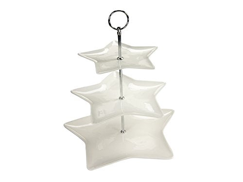 CreaTable, 19564, Stern, 3 TLG Etageren, Porzellan, weiß, 32 x 32 x 8 cm im Sale