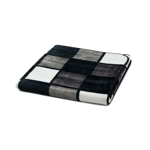 Gözze - Weiche Kuscheldecke, Cashmere Feeling, Hohes Stoffgewicht 500 g/m², Antigua, 150 x 200 cm - Anthrazit/Schwarz/Weiß im Sale
