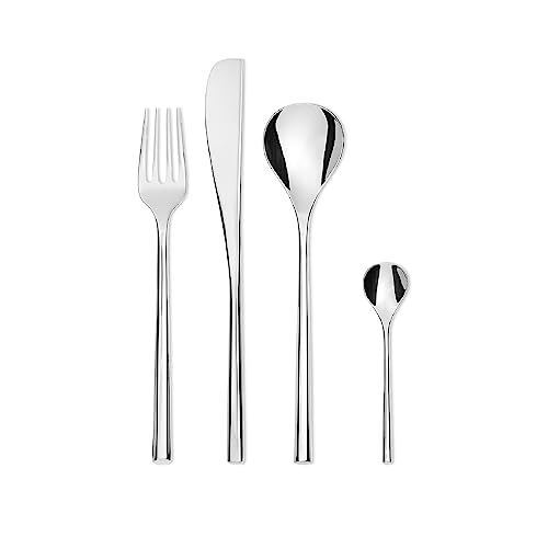 Alessi TI04S24 MU Besteckgarnitur 24 TLG. bestehend aus 6 Tafellöffel-Messer-Gabel und 6 Kaffeelöffel, Edelstahl, Silber, 4.5 x 54.5 x 5.5 cm im Sale