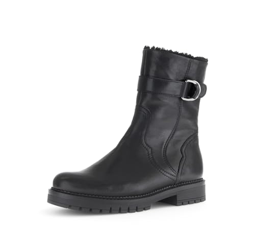 Gabor Damen Biker Boots, Frauen Stiefeletten,Komfortable Mehrweite (H),Warmfutter,uebergangsstiefel,warm,schwarz (Webl/CDF),40 im Sale