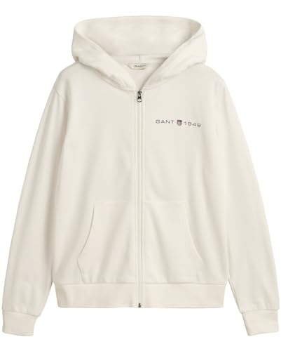 GANT Damen REG Printed Graphic Zip Hood Kapuzenpullover, Eggshell, im Sale