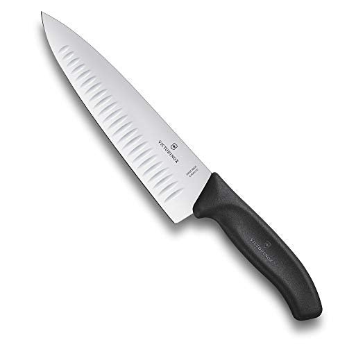 Victorinox, Swiss Classic, professional carving knife, extra sharp blade, hollow ground, 20 cm, robust plastic handle, stainless steel, black on sale