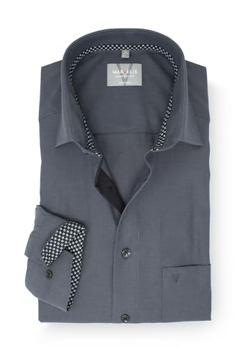 Marvelis Comfort Fit Langarm Hemd | Anthrazit | New Kent Kragen mit Besatz Gr. 42 im Sale